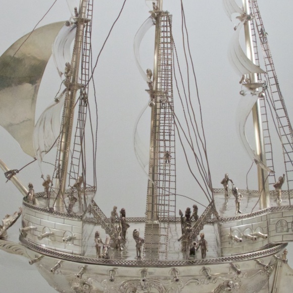 Sterling Silver British Man O War Sailing Vessel - Picture 2 of 4